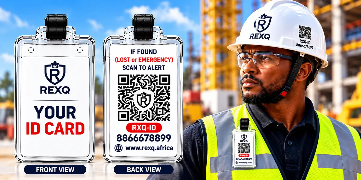 REXQ Smart ID Card Casing worn by a site worker