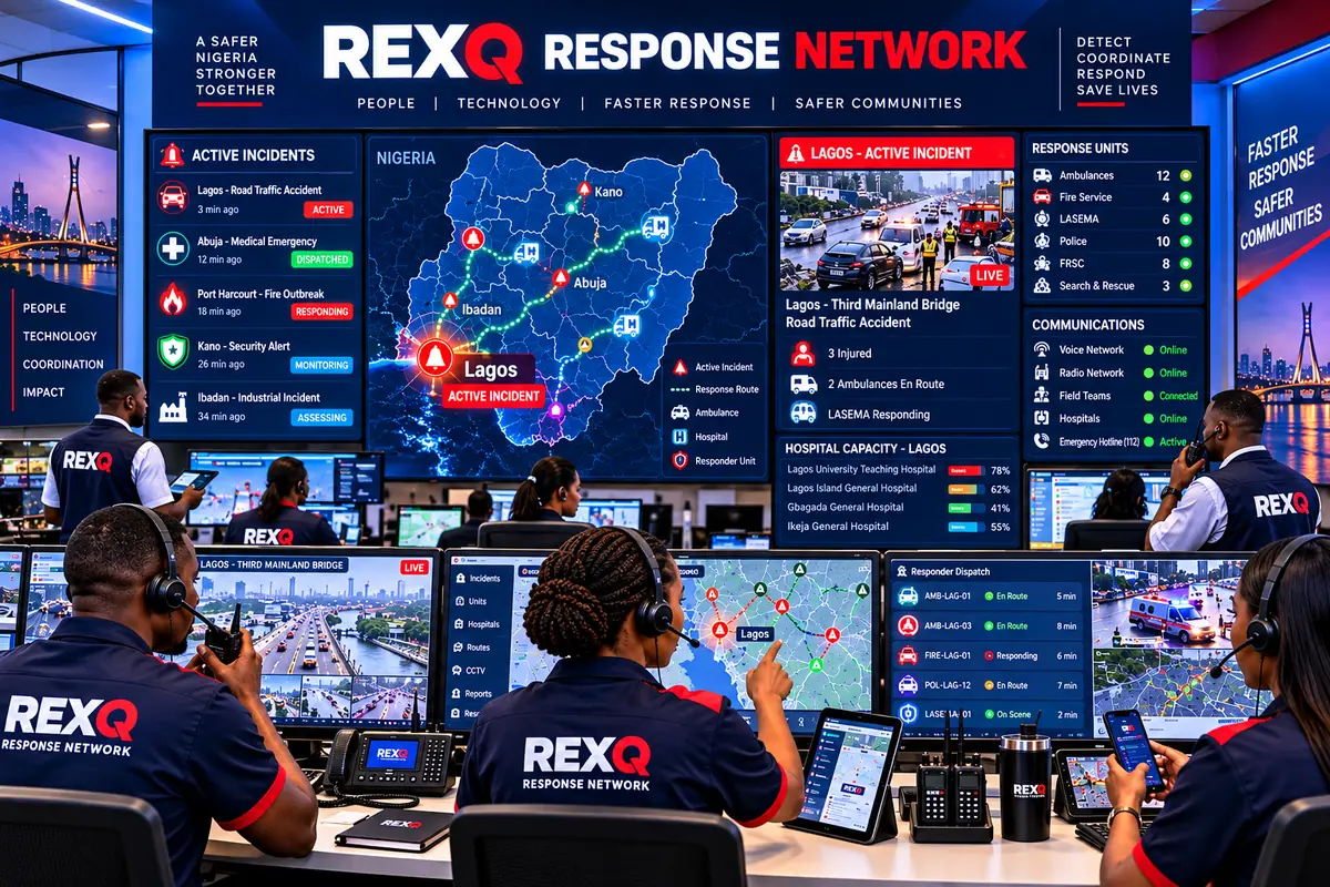 REXQ Response Network incident dashboard in a control room