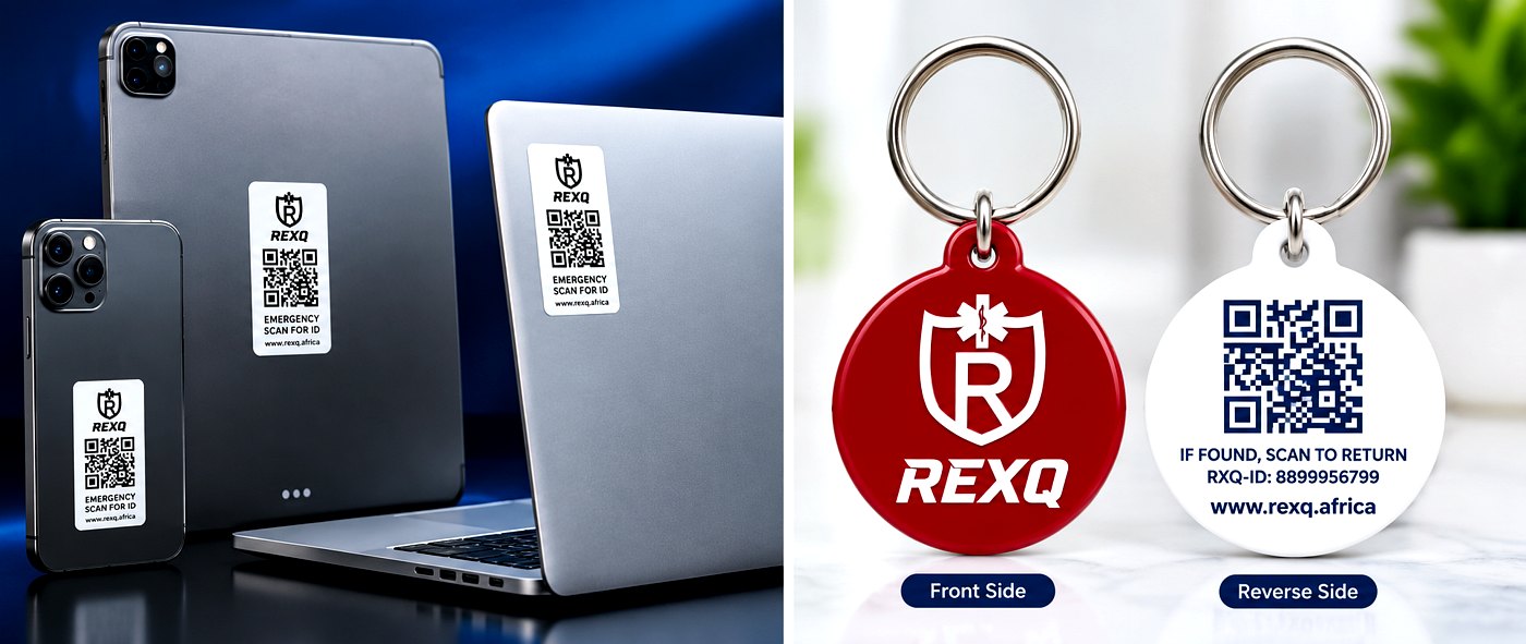 REXQ asset ID tags on devices and smart keyholders