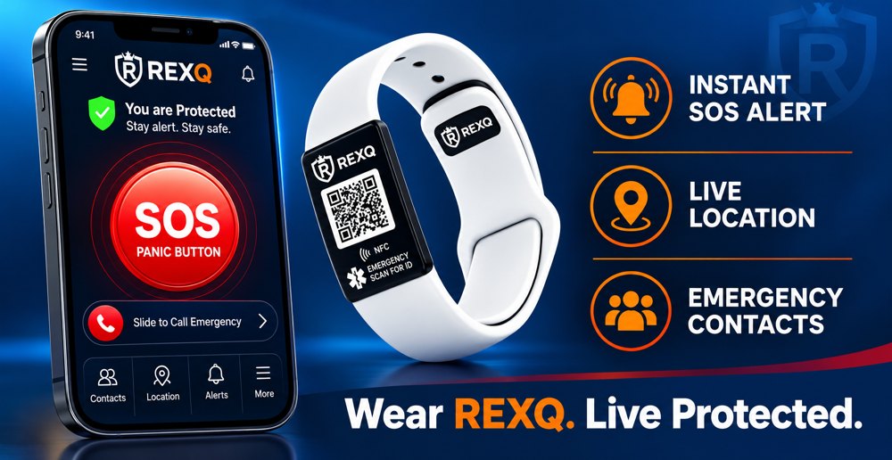 REXQ SOS app and Emergency ID wristband