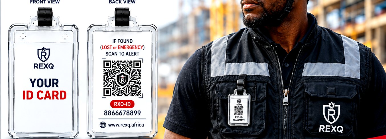 REXQ smart ID card casing worn by a site worker